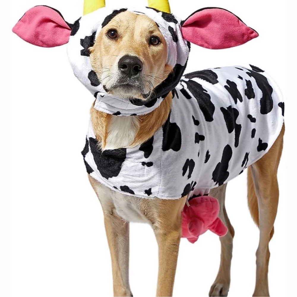 Charming Cow Print Dog Outfit with Pink Ears